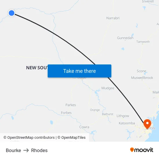 Bourke to Rhodes map