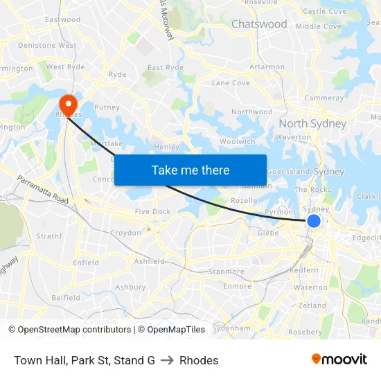Town Hall, Park St, Stand G to Rhodes map