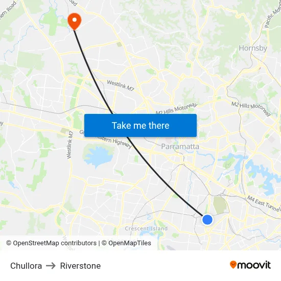 Chullora to Riverstone map
