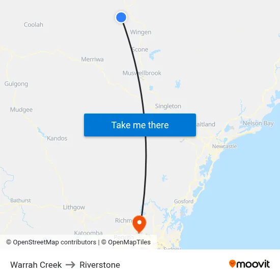Warrah Creek to Riverstone map