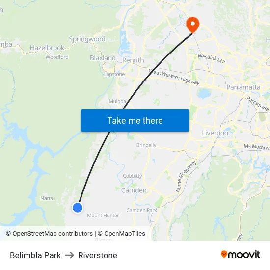 Belimbla Park to Riverstone map