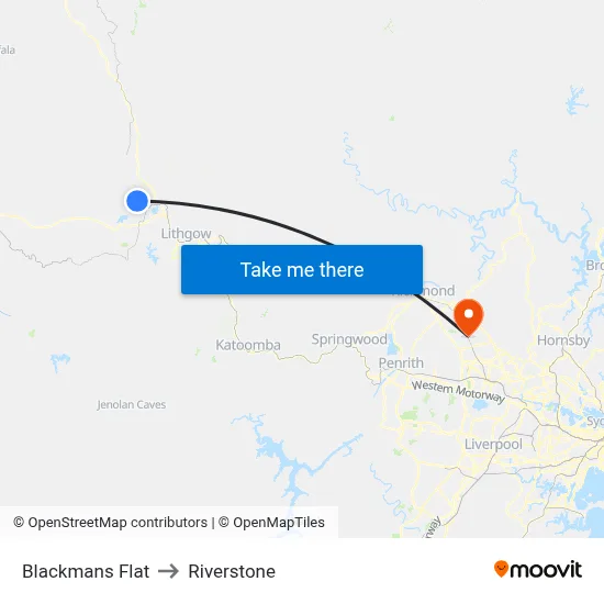 Blackmans Flat to Riverstone map
