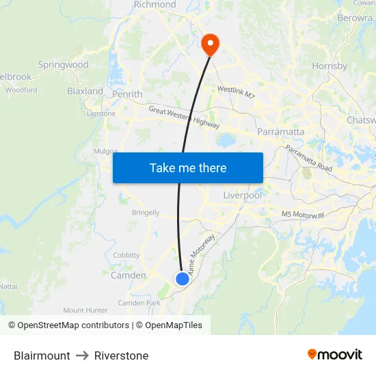 Blairmount to Riverstone map
