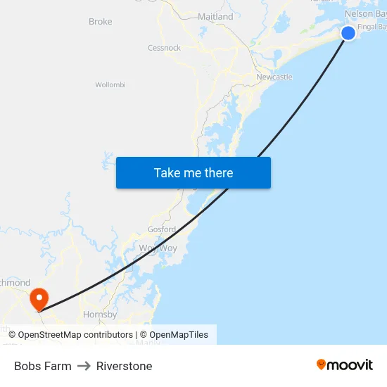 Bobs Farm to Riverstone map