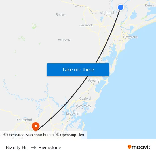 Brandy Hill to Riverstone map