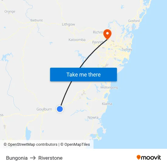 Bungonia to Riverstone map