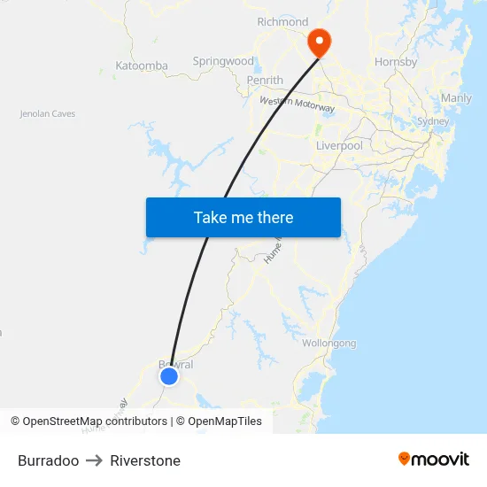 Burradoo to Riverstone map