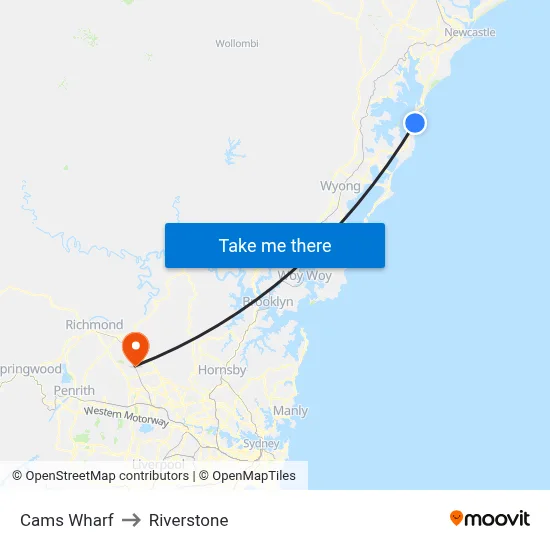 Cams Wharf to Riverstone map