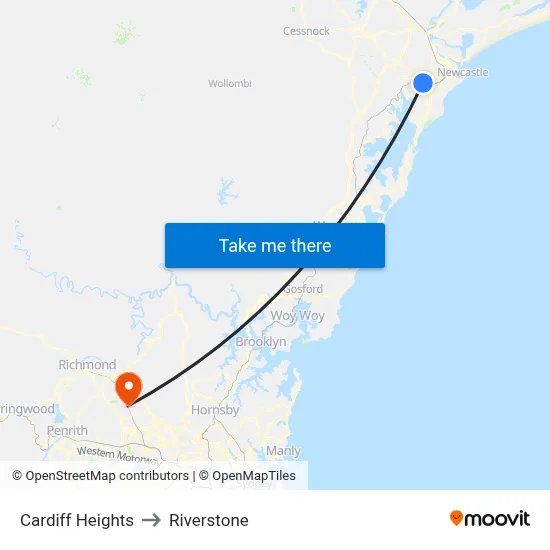 Cardiff Heights to Riverstone map