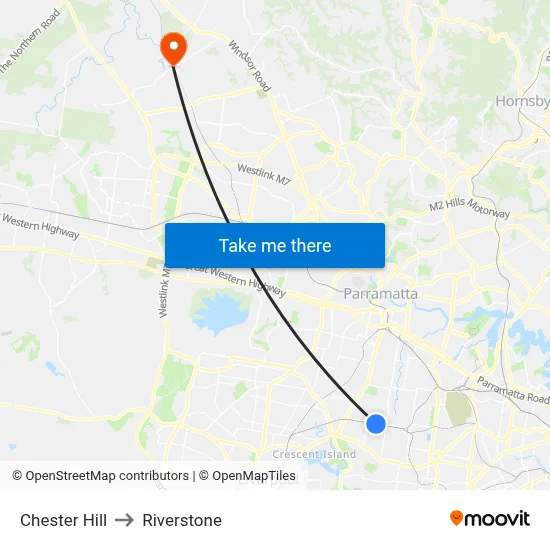 Chester Hill to Riverstone map