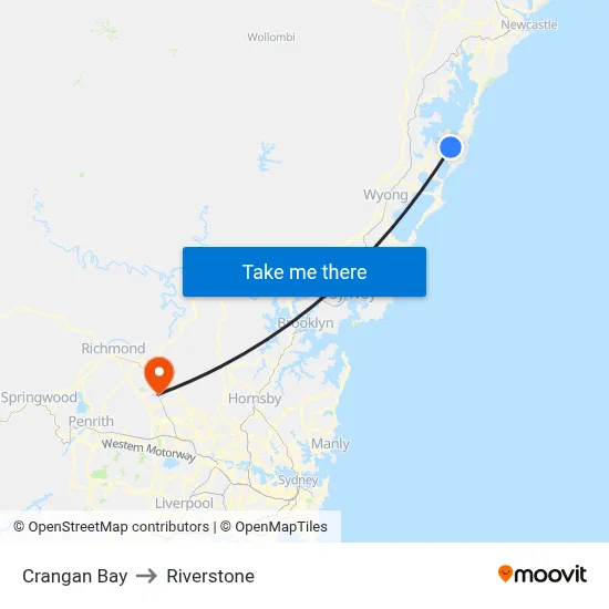 Crangan Bay to Riverstone map