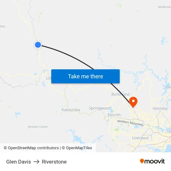 Glen Davis to Riverstone map