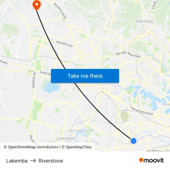 Lakemba to Riverstone map