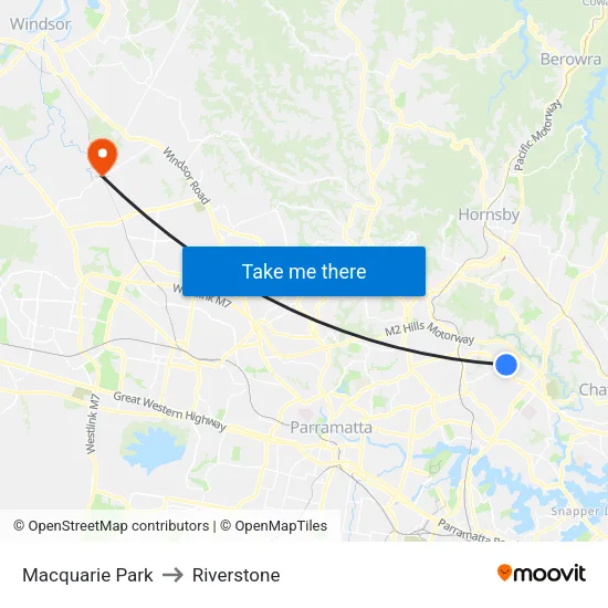 Macquarie Park to Riverstone map