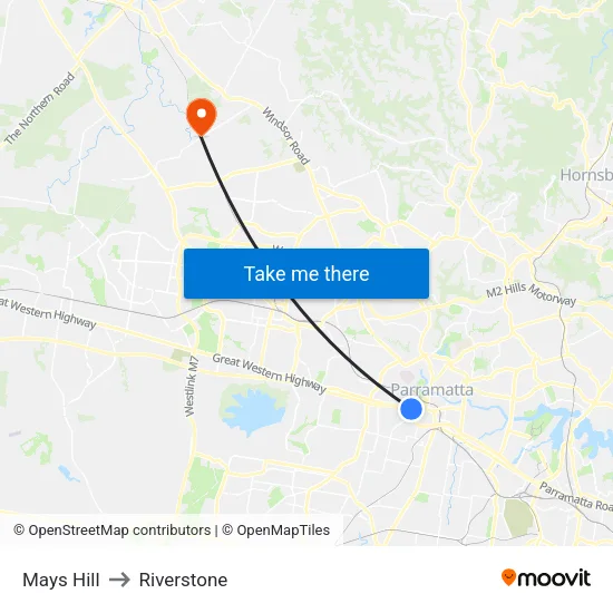 Mays Hill to Riverstone map