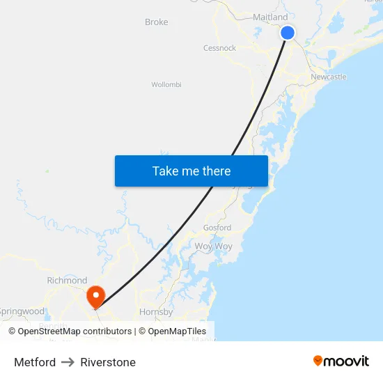 Metford to Riverstone map