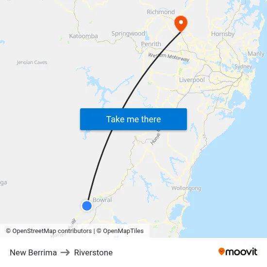 New Berrima to Riverstone map