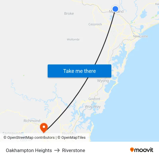 Oakhampton Heights to Riverstone map