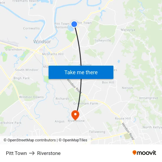 Pitt Town to Riverstone map