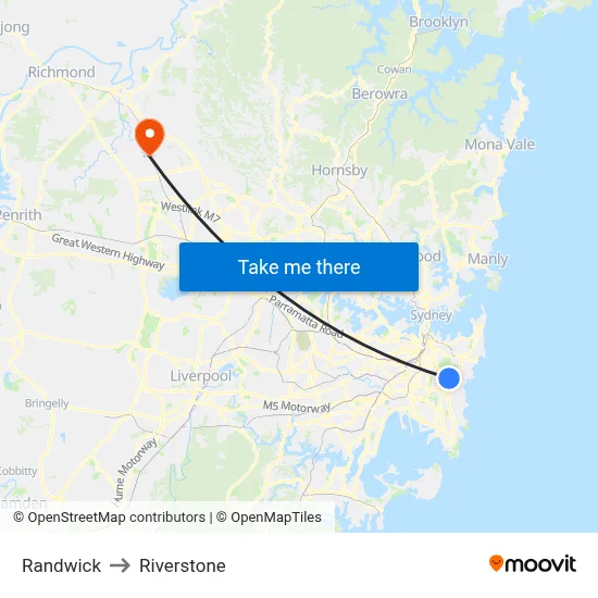 Randwick to Riverstone map