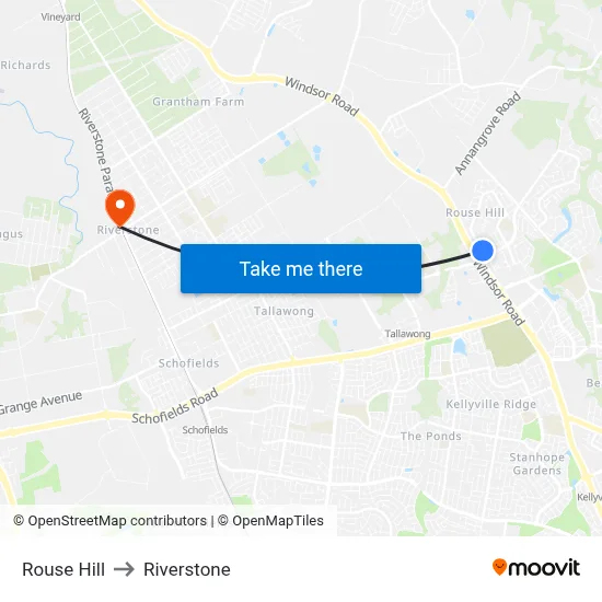 Rouse Hill to Riverstone map