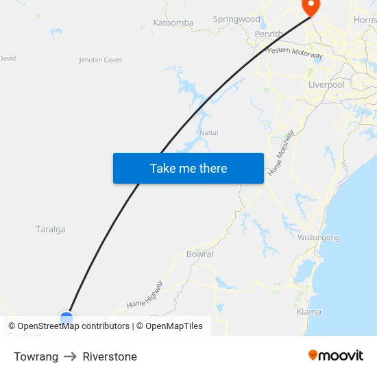 Towrang to Riverstone map
