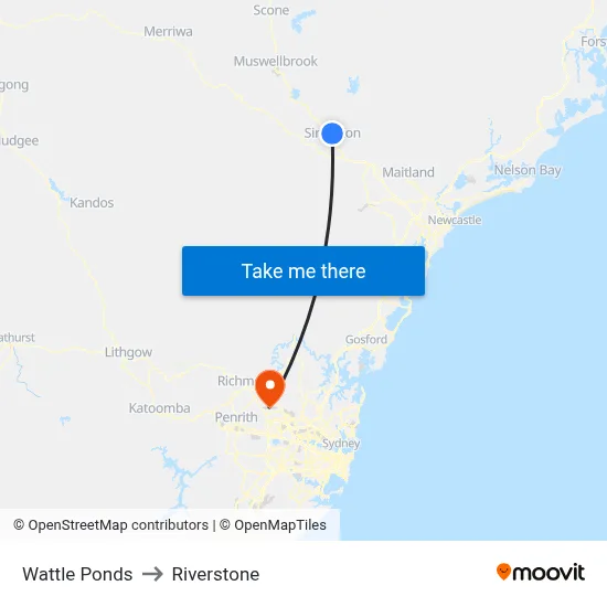 Wattle Ponds to Riverstone map