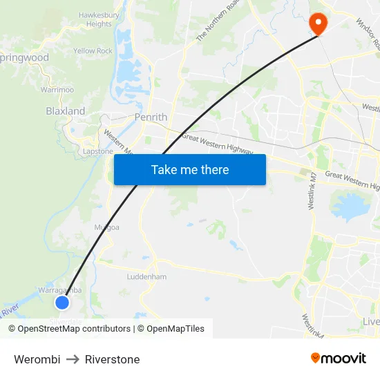 Werombi to Riverstone map