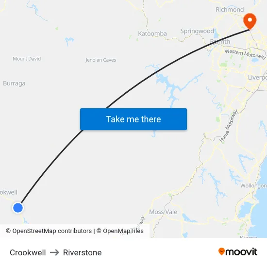 Crookwell to Riverstone map