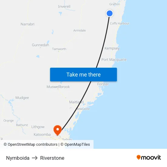 Nymboida to Riverstone map