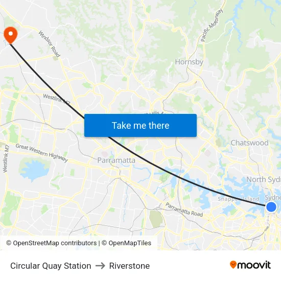 Circular Quay Station to Riverstone map