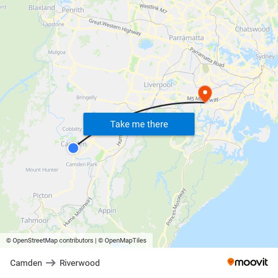 Camden to Riverwood map