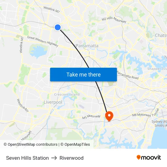 Seven Hills Station to Riverwood map