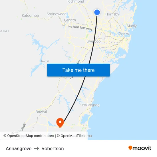 Annangrove to Robertson map