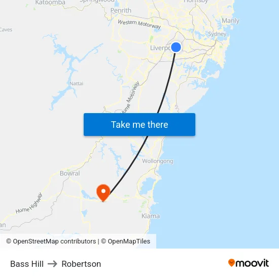 Bass Hill to Robertson map