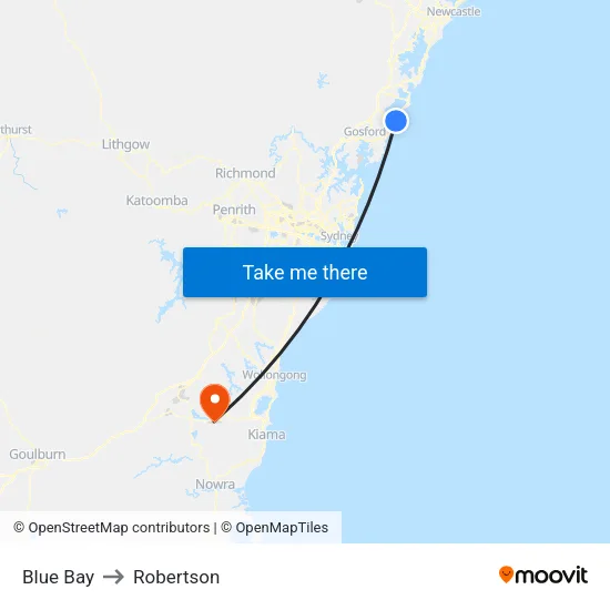 Blue Bay to Robertson map