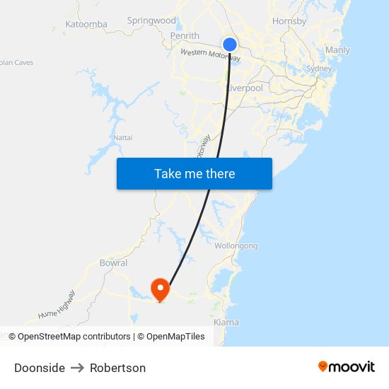 Doonside to Robertson map