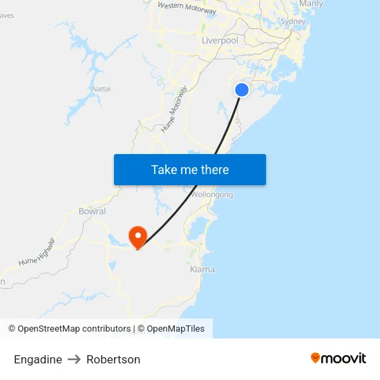 Engadine to Robertson map
