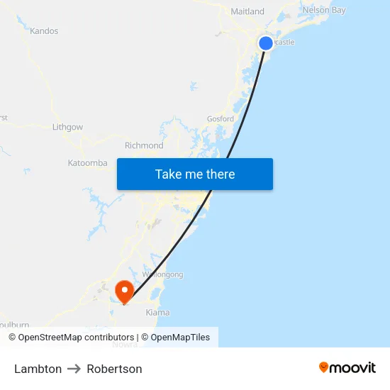 Lambton to Robertson map