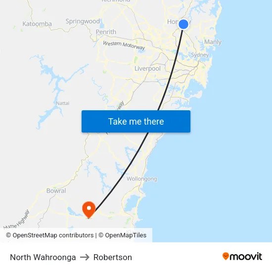 North Wahroonga to Robertson map