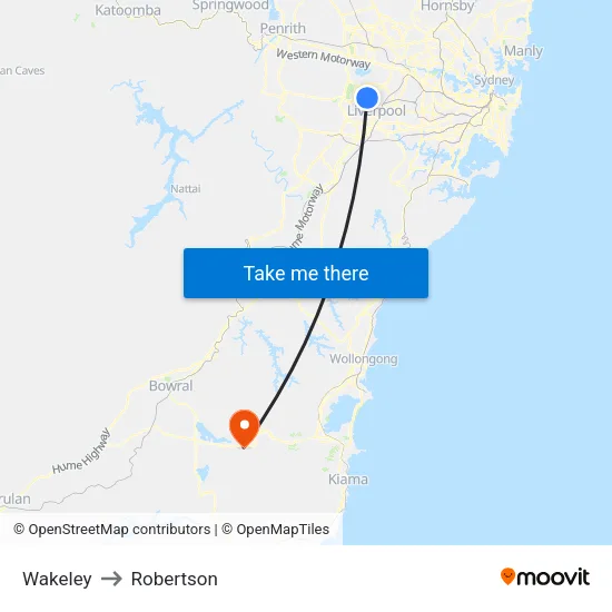 Wakeley to Robertson map