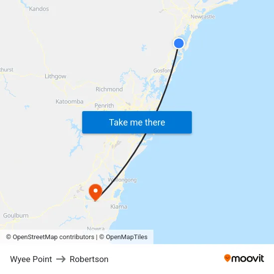 Wyee Point to Robertson map
