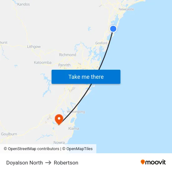 Doyalson North to Robertson map