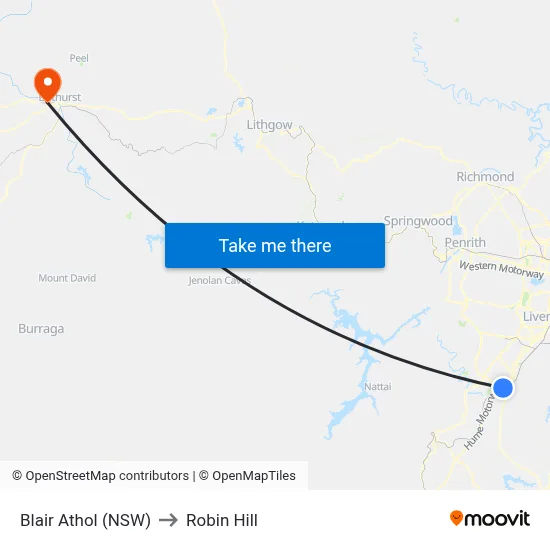 Blair Athol (NSW) to Robin Hill map