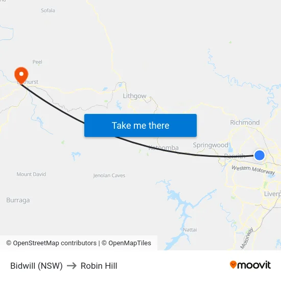 Bidwill (NSW) to Robin Hill map
