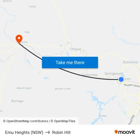 Emu Heights (NSW) to Robin Hill map