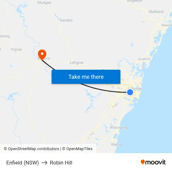 Enfield (NSW) to Robin Hill map