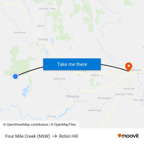 Four Mile Creek (NSW) to Robin Hill map