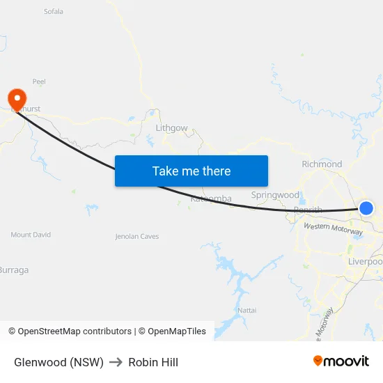 Glenwood (NSW) to Robin Hill map