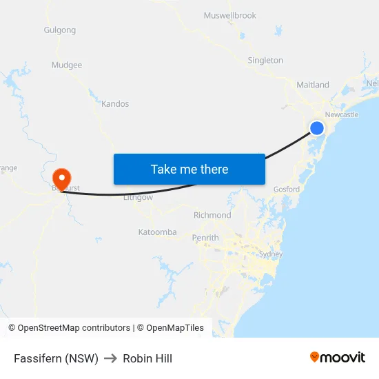 Fassifern (NSW) to Robin Hill map